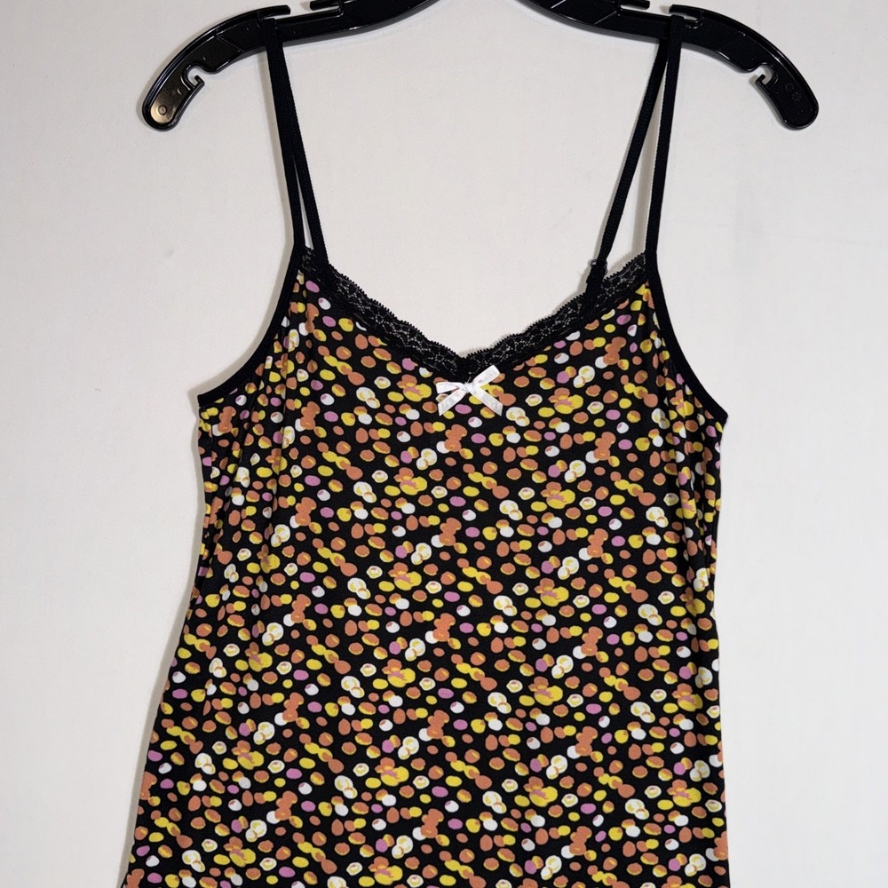 Mayfair Ladies Poly Spandex Chemise Small Abstract Lace Trim‎ Loungewear Black